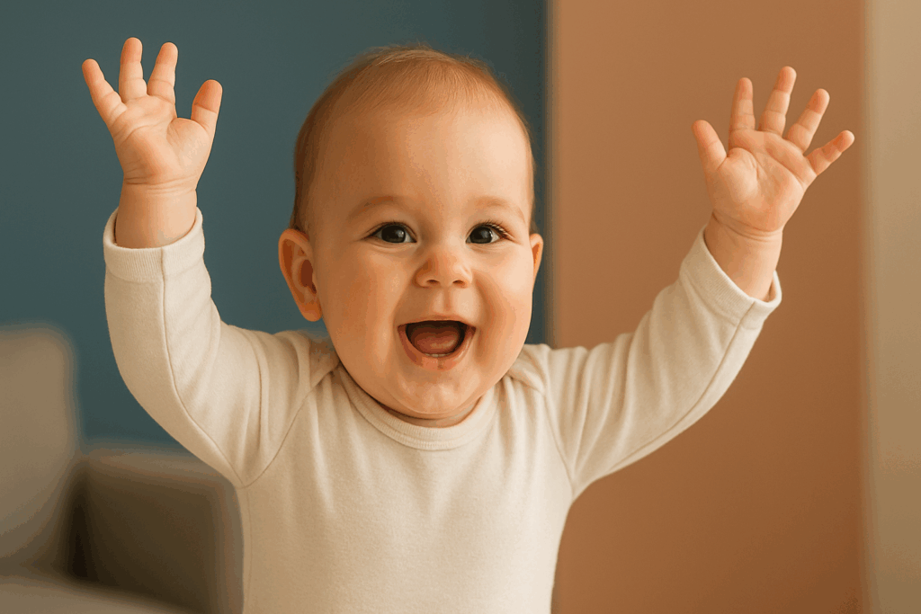 Baby kauwt op een bijtspeeltje terwijl de eerste tandjes doorkomen.